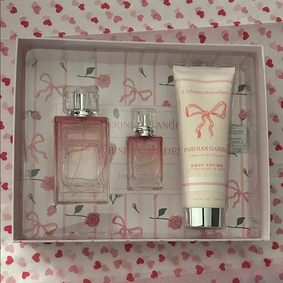Catherine Malandrino Parisian Garden Moisturizer & Body Oil Set - Pink and White